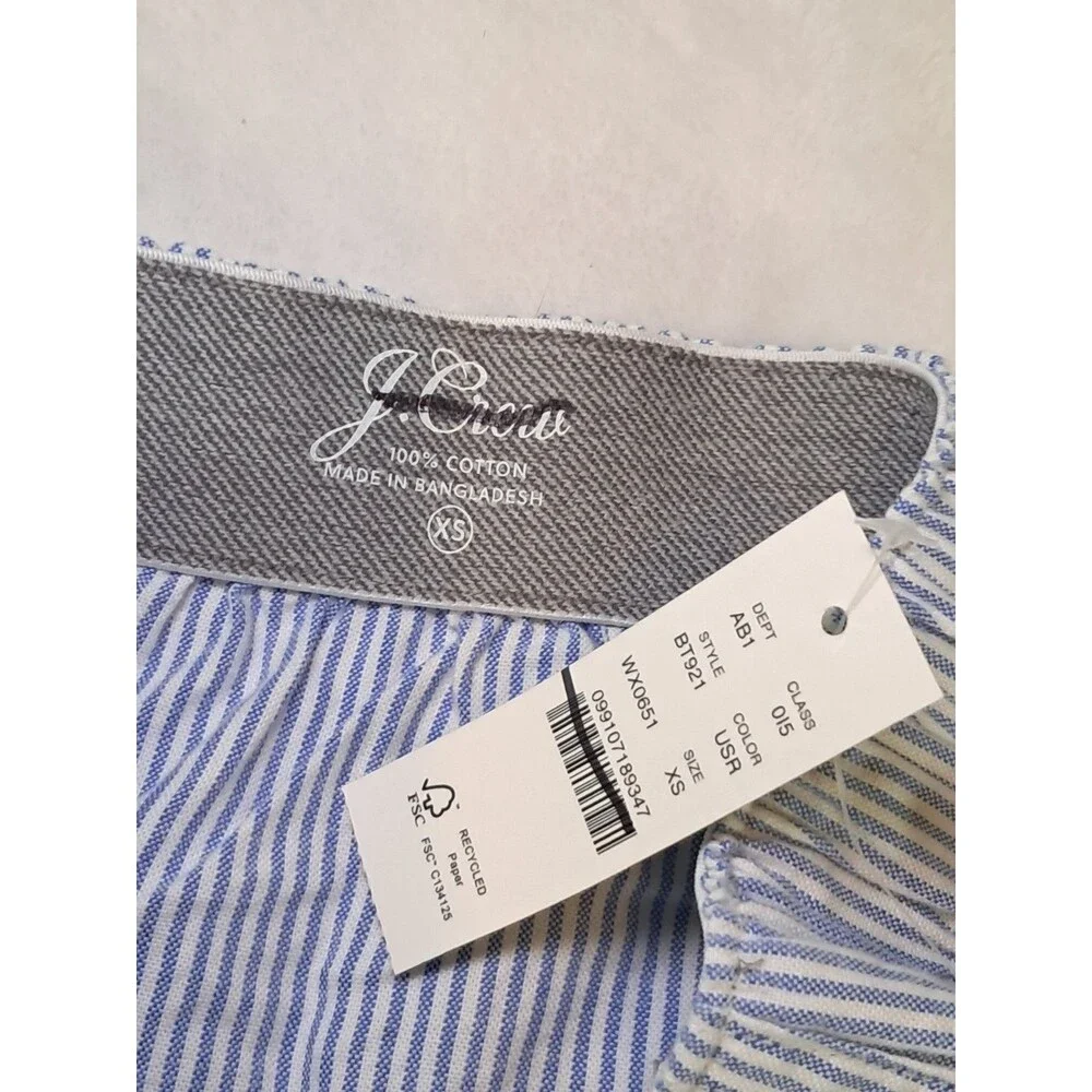 J. CREW Boxer Shorts Broken-In Organic Cotton Oxford Striped BT921 Size XS NWT